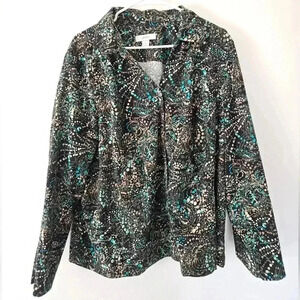 CJ Banks 2X Work Casual Abstract Button Down Jacket